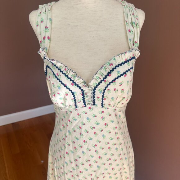 Free People Ivory Combo Sweet Hearts Midi Dress Size S 100% Cotton - Picture 6 of 9